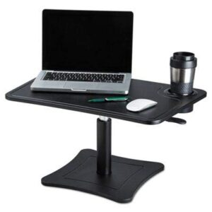 victor dc240b high rise collection adjustable laptop stand/platform with storage cup, air hydraulic lever easily raises and lowers the platform, black