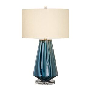 uttermost pescara teal-gray glass blue-swirl table lamp