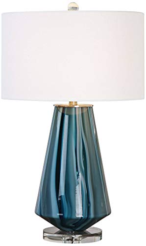 Uttermost Pescara Teal-Gray Glass Blue-Swirl Table Lamp