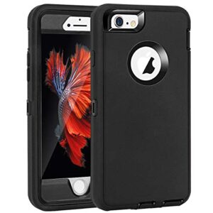 maxcury for iphone 6 case & iphone 6s case heavy duty shockproof series case for iphone 6/6s (4.7")-v2 with built-in screen protector compatible with all us carriers - black