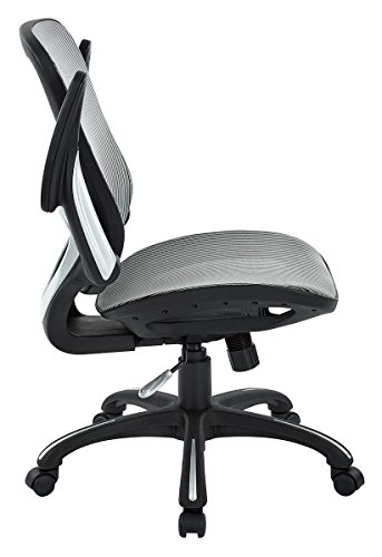 Office Star Ventilated Manager's Office Desk Chair with Breathable Mesh Seat and Back, Black Base, Grey