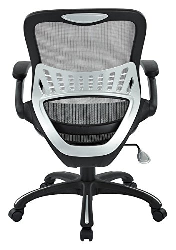 Office Star Ventilated Manager's Office Desk Chair with Breathable Mesh Seat and Back, Black Base, Grey