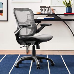 Office Star Ventilated Manager's Office Desk Chair with Breathable Mesh Seat and Back, Black Base, Grey