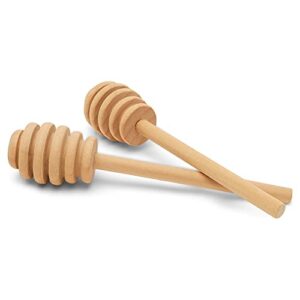 wooden honey dippers 4 inch, pack of 6 honey dipper sticks for party favors, décor, and food boards, by woodpeckers