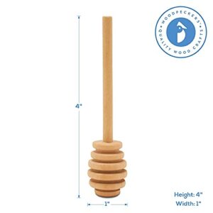 Wooden Honey Dippers 4 Inch, Pack of 6 Honey Dipper Sticks for Party Favors, Décor, and Food Boards, by Woodpeckers