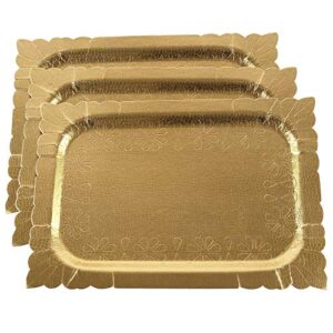 pack of 3 heavy duty disposable gold colored trays