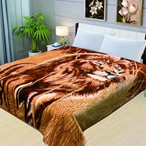 Faux Fur Throw Blanket Queen Size - Lion Throw Soft Plush Warm Faux Mink - Bed Blankets