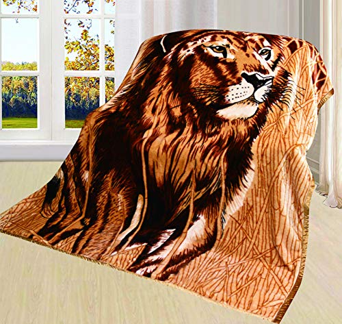 Faux Fur Throw Blanket Queen Size - Lion Throw Soft Plush Warm Faux Mink - Bed Blankets