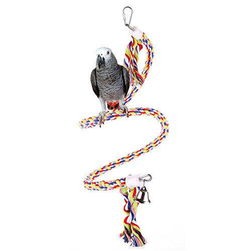 Bvanki Bird Rope Toys,49 inch Long Parrot Bungees Rope Toys, Large Medium and Small Parrot Toys Spiral Standing Toys (Medium 49 Inch)