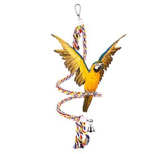 Bvanki Bird Rope Toys,49 inch Long Parrot Bungees Rope Toys, Large Medium and Small Parrot Toys Spiral Standing Toys (Medium 49 Inch)