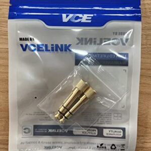 VCE 6.35mm (1/4 inch) Male to 3.5mm (1/8 inch) Female Stereo Audio Jack Adapter for Aux Cable, Guitar Amplifier, Headphone, 2 Pack