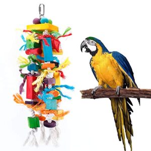 CRMADA Bird Toys, Parrot Chewing Toy, Multicolored Wooden Blocks Tearing Toys for African Grey Cockatiel Conure Cockatoo and Medium Amazon Parrot