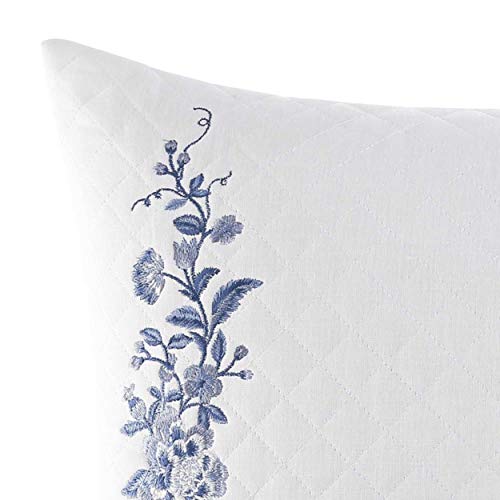 Laura Ashley Collection Perfect Decorative Throw Pillow, Premium Designer Quality, Decorative Pillow for Bedroom Living Room and Home Décor, 1 Count (Pack of 1), Charlotte Blue/White