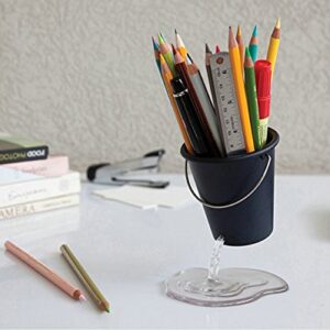 Creative Pencil Holder, Design Floating Bucket Pen Case Container Ideal Desk Accessory, Cute Pencil Holder for Desk,Blue