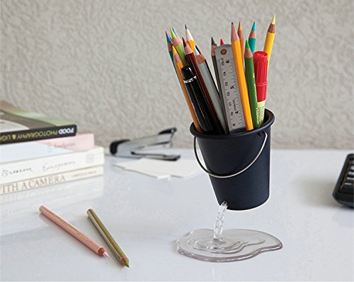Creative Pencil Holder, Design Floating Bucket Pen Case Container Ideal Desk Accessory, Cute Pencil Holder for Desk,Blue