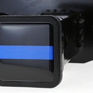 Reflective Trailer Hitch Cover Tube Plug Insert (Fits 2" Receivers, Thin Blue Line)