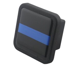 reflective trailer hitch cover tube plug insert (fits 2" receivers, thin blue line)
