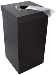 one earth disposable and reusable corrugated cardboard trash and recycling boxes: bin + lid + trash bag- black (qty. 10 sets)