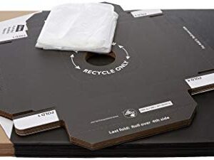 One Earth Disposable and Reusable Corrugated Cardboard Trash and Recycling Boxes: Bin + Lid + Trash Bag- Black (Qty. 10 Sets)