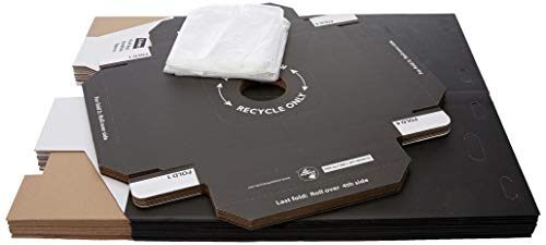 One Earth Disposable and Reusable Corrugated Cardboard Trash and Recycling Boxes: Bin + Lid + Trash Bag- Black (Qty. 10 Sets)