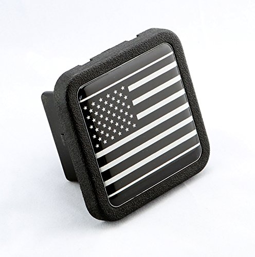 US USA American Metal Flag Trailer Hitch Cover Tube Plug Insert (Fits 2" Receivers, Black & White Flag)