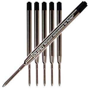 6 - black parker® compatible ballpoint pen refills. smooth writing german ink and 1mm medium tip. #1782467