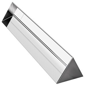 amlong crystal 8 inch optical glass triangular prism for teaching light spectrum physics and photo photography prism, 200mm