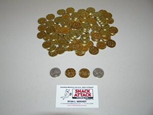 (100) amusement vending machine 0.984 tokens or coins - brass plated (larger than a quarter) / free 2-3 day ship!