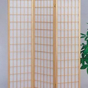 GTU Furniture Japanese Style 3 Panels Wood Shoji Room Divider Screen Oriental for Home/Office (Natural)