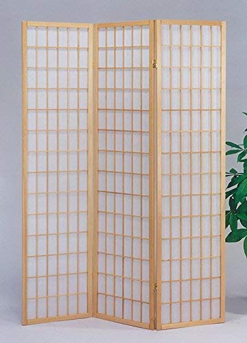 GTU Furniture Japanese Style 3 Panels Wood Shoji Room Divider Screen Oriental for Home/Office (Natural)