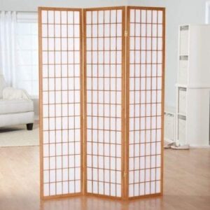 gtu furniture japanese style 3 panels wood shoji room divider screen oriental for home/office (natural)
