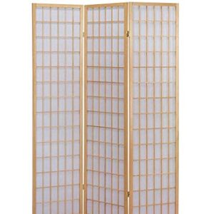 GTU Furniture Japanese Style 3 Panels Wood Shoji Room Divider Screen Oriental for Home/Office (Natural)