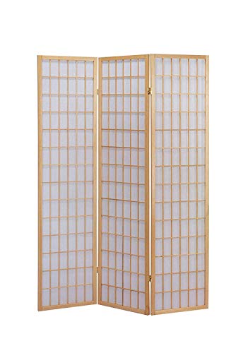 GTU Furniture Japanese Style 3 Panels Wood Shoji Room Divider Screen Oriental for Home/Office (Natural)