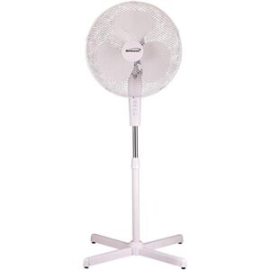 brentwood kool zone oscillating stand fan, 3-speed 16-inch, white