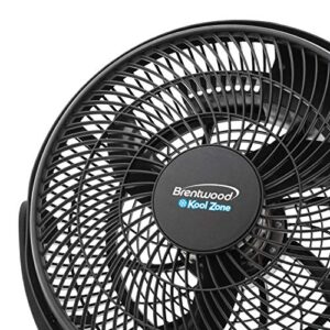 Brentwood Kool Zone High Velocity Air Circulator Fan, 2in1 3-Speed 12-inch, Black