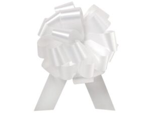 white flora satin 5.5" pull bows 20 loops 10 pk premium quality gift wrap paper a1 bakery supplies