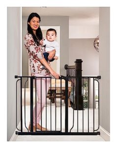 regalo easy step 49-inch extra wide baby gate, includes 4-inch and 12-inch extension kit, 4 pack of pressure mount kit and 4 pack of wall mount kit, black