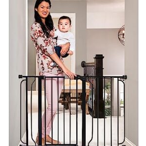 Regalo Easy Step 49-Inch Extra Wide Baby Gate, Includes 4-Inch and 12-Inch Extension Kit, 4 Pack of Pressure Mount Kit and 4 Pack of Wall Mount Kit, Black