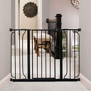 Regalo Easy Step 49-Inch Extra Wide Baby Gate, Includes 4-Inch and 12-Inch Extension Kit, 4 Pack of Pressure Mount Kit and 4 Pack of Wall Mount Kit, Black