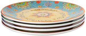 certified international tunisian sunset 9" dinner plates, set of 4, 10.5", multicolor