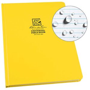 rite in the rain weatherproof hard cover notebook, 8 3/4" x 11 1/4", yellow cover, universal pattern (no. 370f-mx)