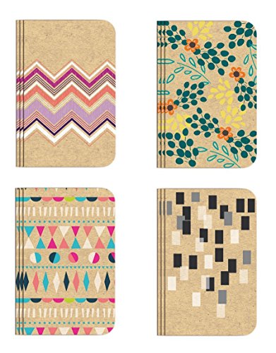 Pocket Notebook Set (12 NotebooksTotal) 3.25" x 5.25" Lined Pages, Stitched Binding, 4 Different Designs Stationery Notepad