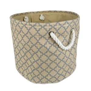 dii burlap storage collection collapsible bin, small round, 12x9", gray