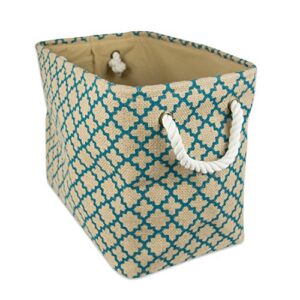 dii burlap storage collection collapsible bin, large rectangle, 17.5x12x15, teal