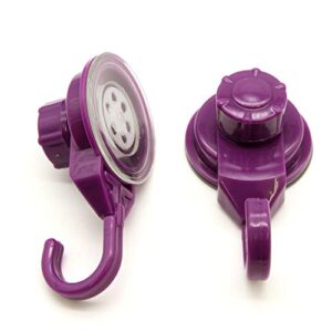 evideco french home goods strong hold vacuum suction cup hooks shower-kitchen walls organizer loofah set of 2 purple