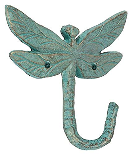 Abbott Collection Cast Iron Dragonfly Wall Hook, Light Green