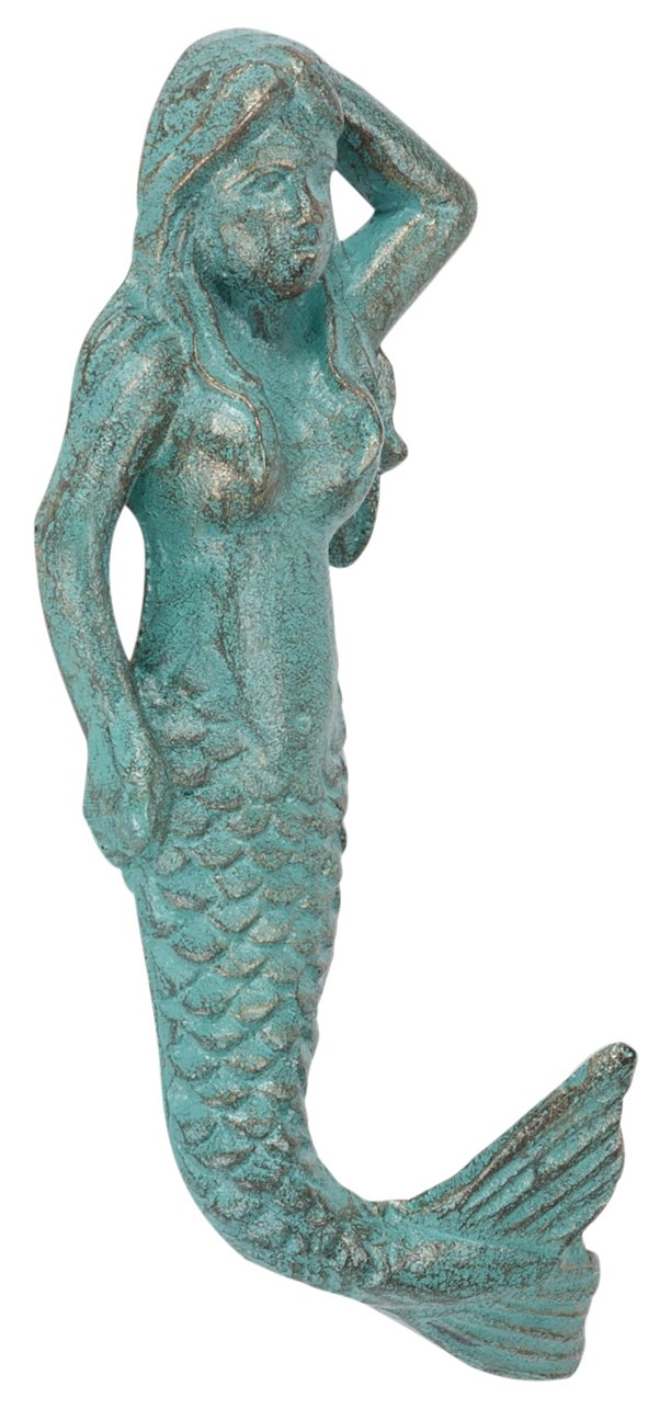 Abbott Collection 27-Iron AGE/288 Mermaid Wall Hook-Verdigris-6" H, 6 inches H