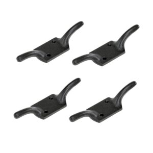 renovators supply manufacturing cleat hooks 4 in. black wrought iron cord rope holder for window blinds or flagpoles with screws pack of 4