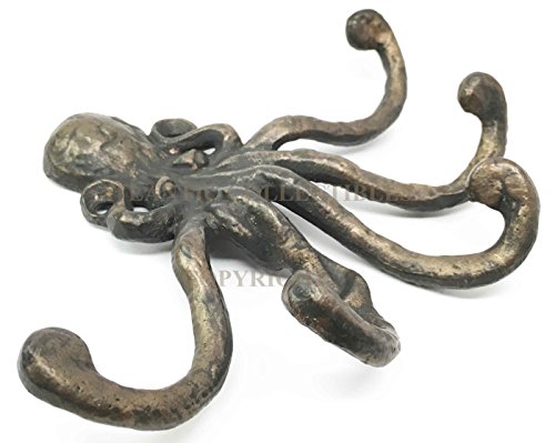 Coastal Marine Ocean Sea Giant Octopus Kraken Wall Mount Iron Coat Key Hook Hanger Treasures of Caribbean Islands