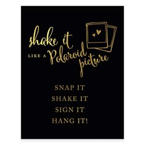 andaz press wedding party signs, black and metallic gold ink, 8.5x11-inch, shake it like a polaroid picture - snap it, shake it, sign it, hang it, 1-pack, unframed